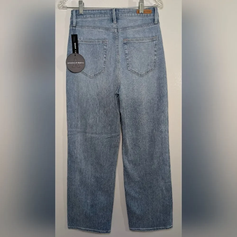 Articles of Society Wide Leg Jeans Size 26 High Rise Light Wash Denim Streetwear